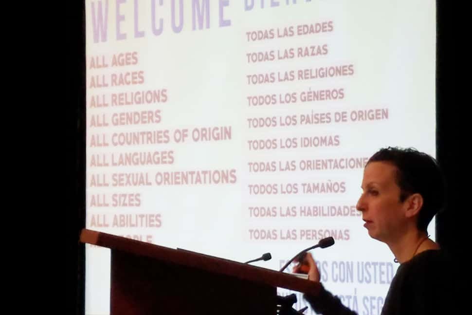 Sarah Houghton, director of San Rafael (Calif.) Public Library, discusses 21st-century library ethics at the Symposium on the Future of Libraries.