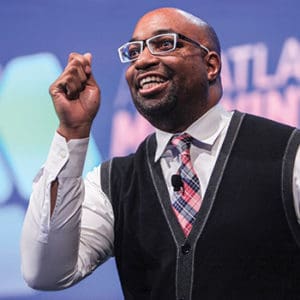 Kwame Alexander at the ALA President's Program. <span class="credit">Photo: Cognotes</span>