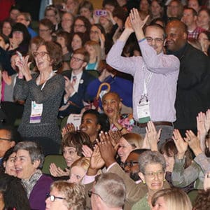 Hundreds of librarians react as the Youth Media Awards are announced. <span class="credit">Photo: Cognotes</span>