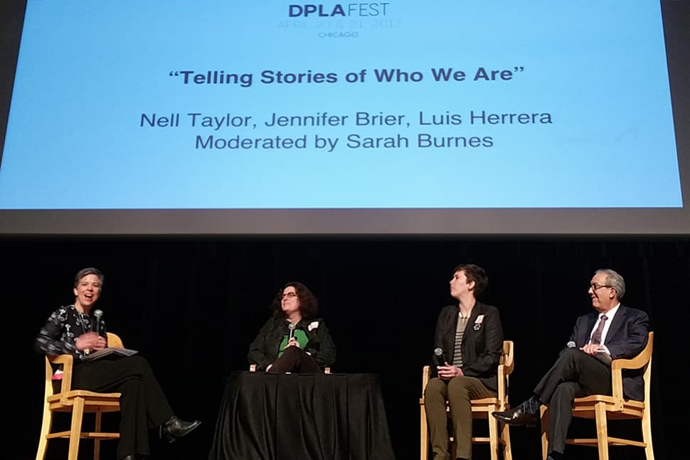 In the plenary session, Sarah Burnes, Jennifer Brier, Nell Taylor, and Luis Herrera discuss how archives are put together.