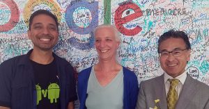 Google software engineer Jessie Chavez, project director Marijke Visser, and Office for Information Technology Policy Director Alan Inouye at the June 22 announcement of a new Ready to Code initiative.