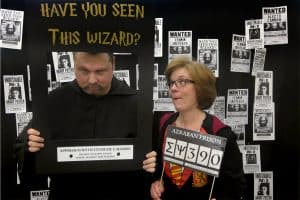 Gala attendees enjoy the Harry Potter-themed photo booth. Photo: New Lenox (Ill.) Public Library District