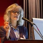 Kathryn Matthew, director of the Institute for Museum and Library Services, speaks at the American Library Association’s 2017 Annual Conference and Exhibition in Chicago on June 24, 2017.Photo: Rebecca Lomax/American Libraries