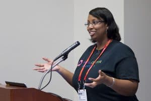 Desiree Alexander, Instructional Technology Supervisor for Caddo Parish Public Schools and founder of Educator Alexander Consulting, speaks at the American Library Association’s 2017 Annual Conference and Exhibition in Chicago on June 24, 2017