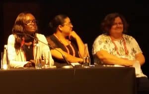 From left: Marale Sande, senior research and policy analyst at the Parliament of Kenya; Avelina Morales Robles, from Mexico's Cámara de Diputados; and Leonor Calvão Borges from the Library of the Assembleia da República at the "Parliament and the People: Transparency, Openness, and Engagement” session.