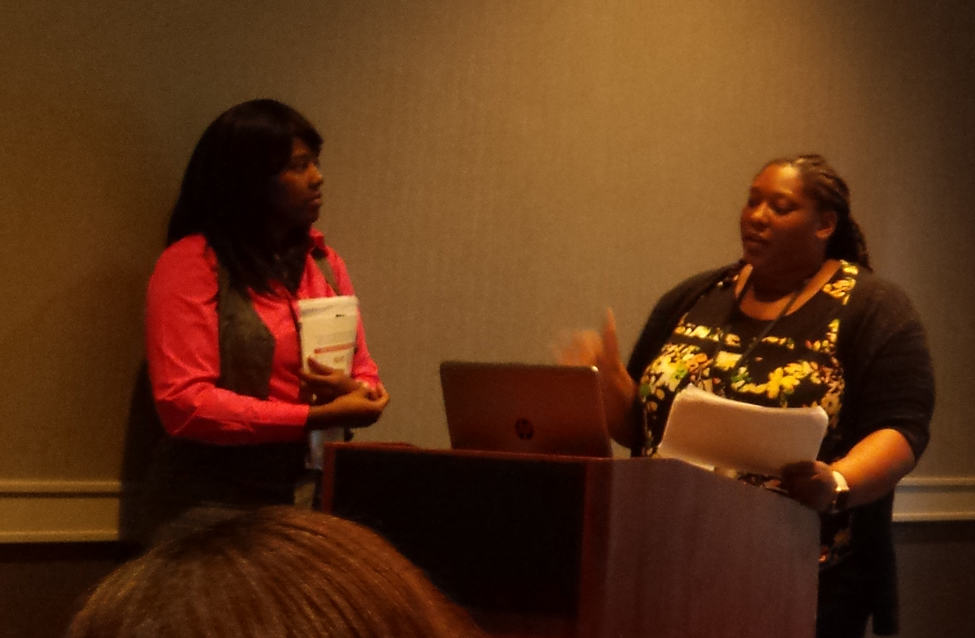 Chicago Public Library Reference Librarian Lawanda Miller (left) and Archivist Tracy Drake at the National Conference of African American Librarians in Atlanta August 12.