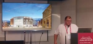 Steve Dickson, senior director at FaulknerBrowns Architects, showcases the National Centre for the Written Word in South Shields, UK, at “Public Libraries as Place Makers in Today’s Cities: Urban Development, Resiliency, and Social Equity in Metropolitan Libraries.”