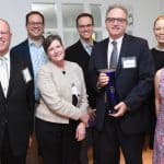 From left: ALA President Jim Neal; Re:Create Executive Director Joshua Lamel, Prue Adler, associate executive director, Federal Relations and Information Policy; Matt Schruers, vice president for law and policy at the Computer and Communications Industry Association; Jonathan Band; Katherine Oyama, senior policy counsel for Google; and Carrie Russell, director of the Program on Public Access to Information at ALA’s Office for Information Technology Policy