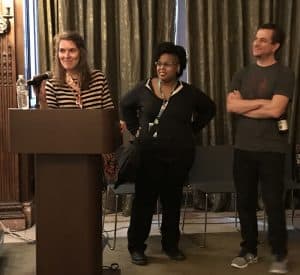 From left: Creators for Creators grant recipient M. Dean with C. Spike Trotman and Nick Dragotta.