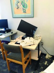 Flood-damaged computer at the Harris County (Tex.) Public Library's Barbara Bush branch in Spring. Photo: Harris County (Tex.) Public Library