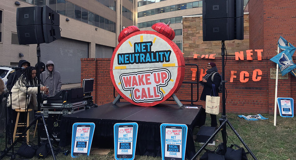 Wake Up Call rally outside the FCC offices, December 14. Photo by Emily Wagner