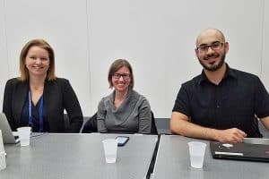 Left to right: Violaine Iglesias, Danielle Whren Johnson, and Stefan Elnabli were speakers at the ALCTS Forum