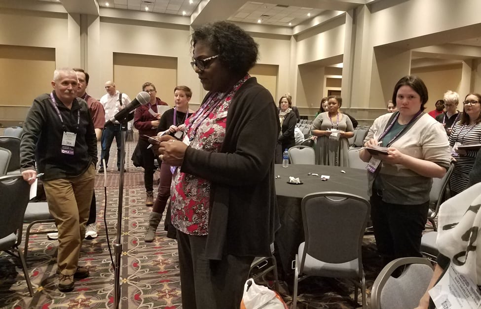 Participants in the “Reflecting Community: The Importance of Equity, Diversity, and Inclusion in Library Staffing” workshop share best practices for incorporating EDI principles into library policy.