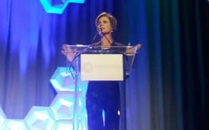 Opening Session speaker Sally Yates addresses attendees at the Public Library Association Conference in Philadelphia on March 21, 2018.