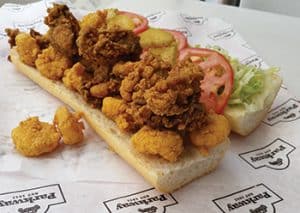 Golden fried oyster and shrimp po’ boy at Parkway Bakery and Tavern. Photo: Brian Jarreau 