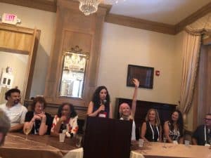 Neal Shusterman, Barbara Dee, Sharon Draper S&S host Alison McGhee, Deb Caletti, Samantha Clark, and Andrew Smith