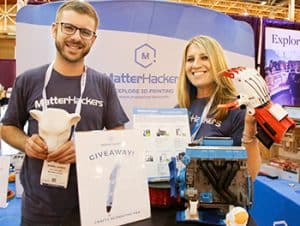 MatterHackers showcased many items produced by 3D printers. 