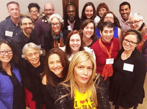 ALA President Loida Garcia-Febo (front, in yellow shirt) stands with several of ALA’s 58,000 members.