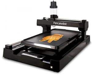 PancakeBot prints pancakes by dispensing batter onto a heated griddle.