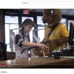 Screenshot from University of Minnesota, Morris's "Welcome to Briggs Library," featuring the school's cougar mascot, Pounce.