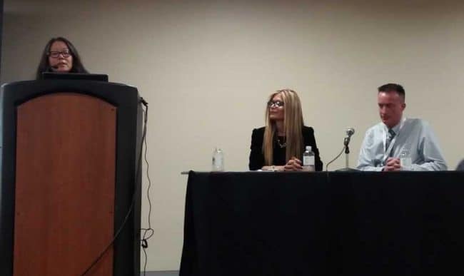 From left: Maria Taesil Hudson McCauley, ALA President Loida Garcia-Febo, and John Spears