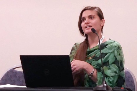 Natalia Fernández, associate professor at Oregon State University (OSU) and curator and archivist of the Oregon Multicultural Archives and OSU Queer Archives in Corvallis, presents “Campus Connections to White Supremacy: Reconciliation through Community Engagement and Historical Research” at the third National Joint Conference of Librarians of Color in Albuquerque, New Mexico, on September 27.