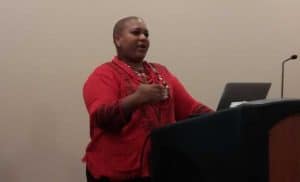 Ana Ndumu, PhD postdoctoral researcher at University of Maryland iSchool, presented her findings on the obstacles black immigrants face in public libraries at the National Joint Conference of Librarians of Color in Albuquerque, New Mexico on September 28.
