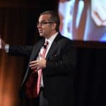 Skip Prichard addresses the crowd at the 2018 OCLC Americas Regional Council Conference on October 25 in Chicago. (Photo: OCLC)