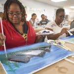 More than 250 patrons attended a recent “Paint-Along with Bob Ross” event at Ann Arbor (Mich.) District Library. Photo: Tracy Grosshans