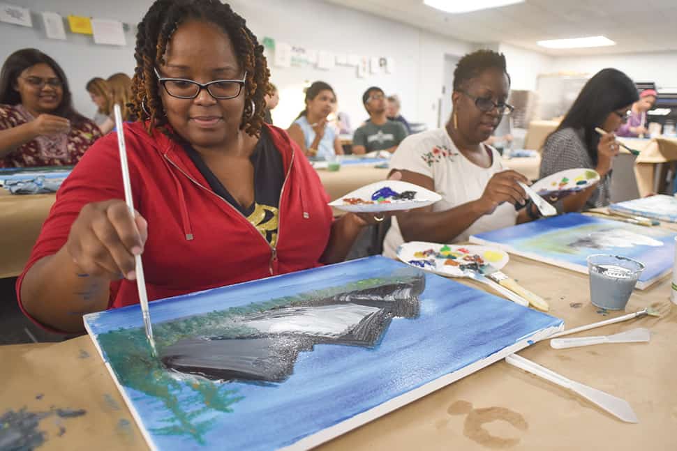 More than 250 patrons attended a recent “Paint-Along with Bob Ross” event at Ann Arbor (Mich.) District Library. Photo: Tracy Grosshans