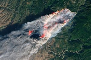 The Camp Fire in Northern California, as viewed by NASA's Landsat 8 on November 8. Photo: NASA