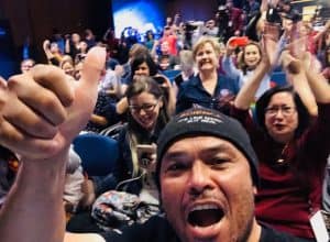 Jubilation among the NASA socialites at the moment of touchdown on Mars. (Photo: Antonio Paris)