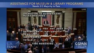 Vote tally in House on S. 3530, Museum and Library Services Act, December 19