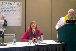 Betha Gutsche (seated) and Jennifer Peterson at the "Return to the Real" session, ALA Midwinter Meeting, Seattle.