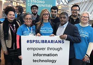 ALA President Loida Garcia-Febo with supporters of libraries in Seattle Public Schools.