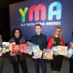 From left: YALSA President Crystle Martin, Coretta Scott King Chair Claudette McLinn, ALSC President Jamie Campbell Naidoo, ALA President Loida Garcia-Febo, and Reforma President Madeline Pena Feliz at the 2019 ALA Youth Media Awards presentation.