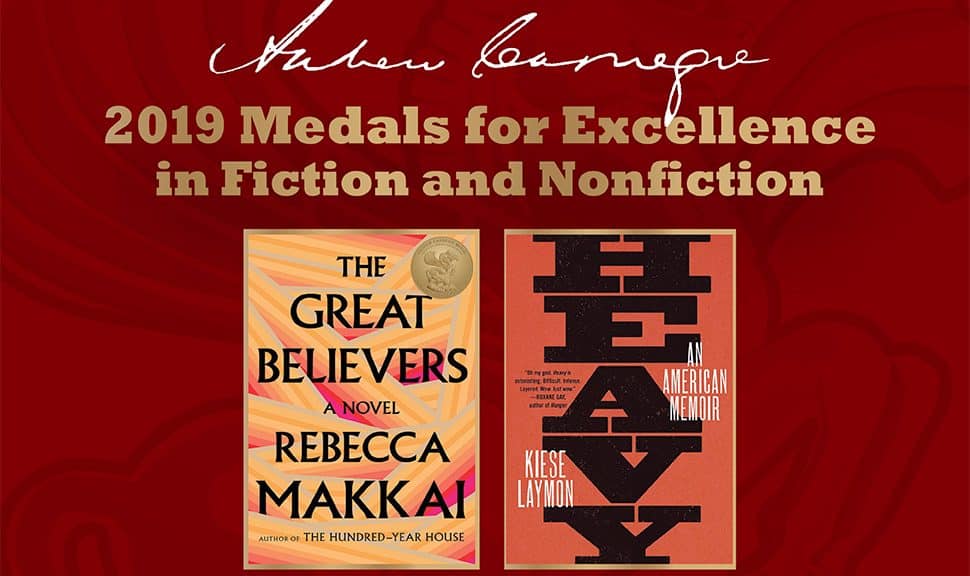 2019 Carnegie Medal winners, The Great Believers by Rebecca Makkai and Heavy by Kiese Laymon