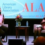 Melinda Gates and Nancy Pearl at the ALA Midwinter Meeting in Seattle.