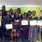The first African Leadership Academy graduating class, from left: Bakary Sanyang, director of bibliographic services, The Gambia National Library Service Authority; Beatrice Ampadu, senior librarian, Ghana Library Authority, Lartebiokorshie branch; Guy Ebenezer Amarteifio, regional librarian, Greater Accra, Ghana Library Authority; Victoria Isaacks, librarian, Namibia Library and Archives Service; Miriam Wangari Mureithi, principal librarian, Kenya National Library Services, Thika; Gertrude Kayaga Mulindwa, former director, National Library of Uganda; Nkem Osuigwe, human capacity development and training director, AfLIA; Barbra Apolot, librarian, National Library of Uganda; Jacinta Were, former deputy director, University of Nairobi Library, Kenya; Katrina Ndeshipanda Shikuni, senior librarian, Outapi Community Library, Namibia; Pranisha Parag, principal librarian, Msunduzi Municipal Library, South Africa; Adonia Katungisa, director, National Library of Uganda.