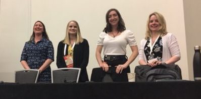 From left: Amy Fyn, Amanda Foster-Kaufman, Christina Heady, and Allison Hosier at the Association of College and Research Libraries Conference in Cleveland