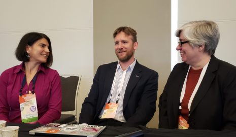 From left: Yasmeen Shorish, Nathan Hall, and Rebecca Kennison present the new ACRL research agenda.