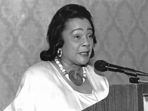 Coretta Scott King speaking at the CSK Book Awards Breakfast at the 1993 ALA Annual Conference in New Orleans.