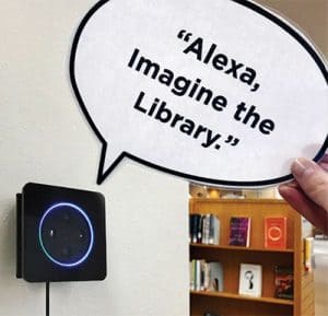 Spokane (Wash.) Public Library installed Echo Dots around the building so users could ask about the library’s upcoming bond election. Photo: Spokane (Wash.) Public Library