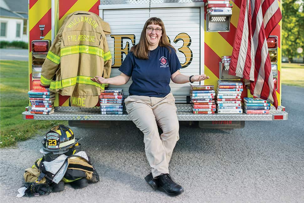 School librarian and volunteer firefighter Dinah Wade