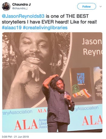 @JasonReynolds83 is one of THE BEST storytellers I have EVER heard! Like for real!