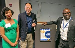 ALISE presenters (from left) LaTesha Velez, Anthony Chow, and Dick Kawooya (Photo: IFLA)