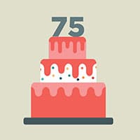 Illustration: tiered cake with 75 on top (© freshidea/Adobe Stock (Capitol))