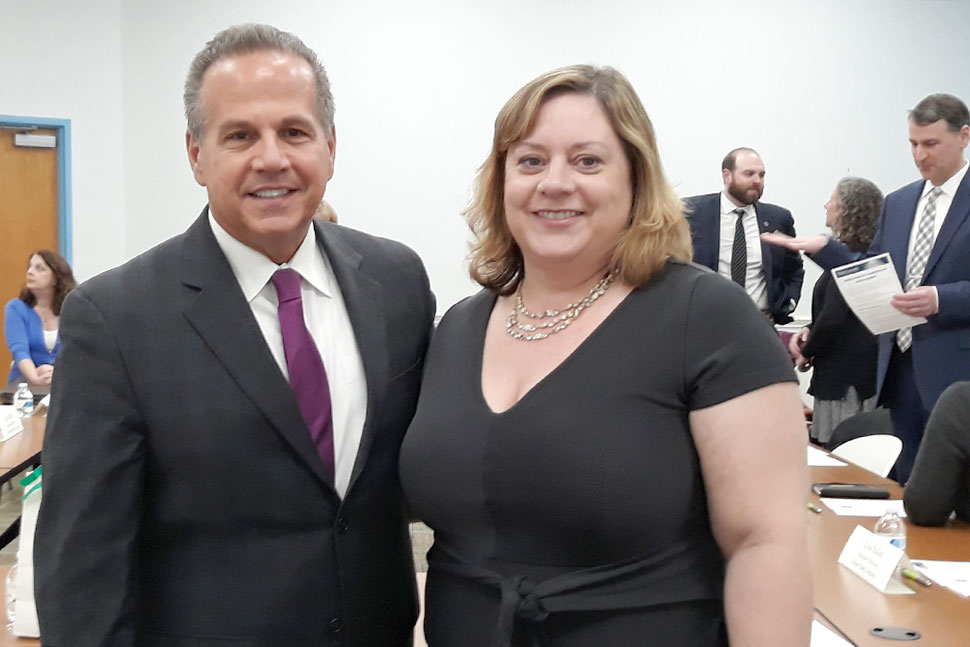 US Rep. David Cicilline (D-R.I., left) and Julie Holden, president of the Rhode Island Library Association