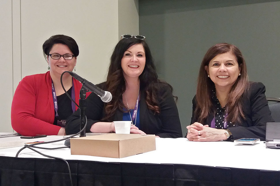 From left: Jillian Rael, Sharon Kay Edwards, and Patricia Rua-Bashir at the Public Library Association 2020 Conference in Nashville on February 25.