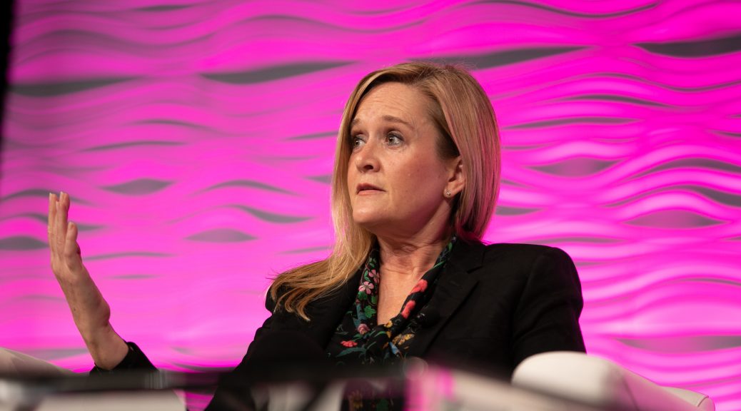 Samantha Bee speaks at the Closing Session of the Public Library Association 2020 Conference in Nashville February 29. Photo: Laura Kinser/Kinser Studios